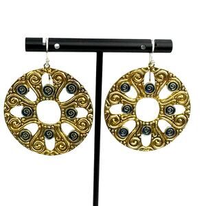 New Willow House Jewelry by Sara Blaine Atlantis Brass Medallion Dangle Earrings